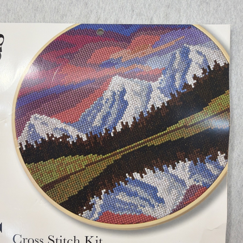 Loops & Threads Counted Cross Stitch Cross Stitch Kit Mountain Reflection 8 in - Picture 2 of 12